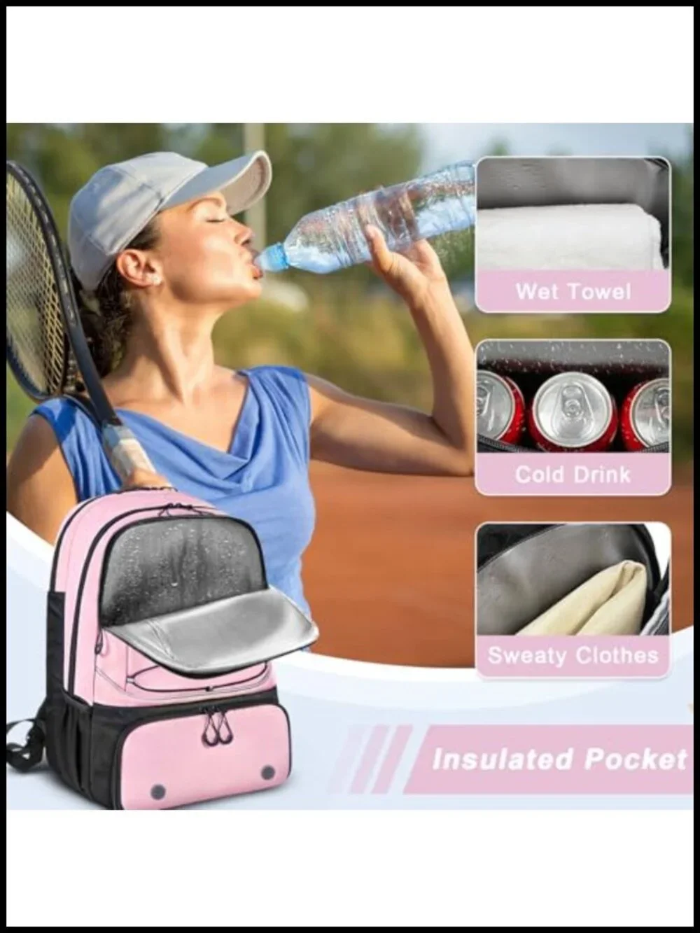 Tennis Backpack Holds 2 Rackets with Ventilated Shoe Compartment